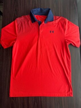 Under Armour Red Polo with Navy Accents